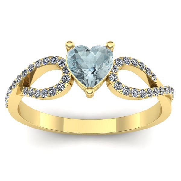 Inel logodna cu aquamarin inima