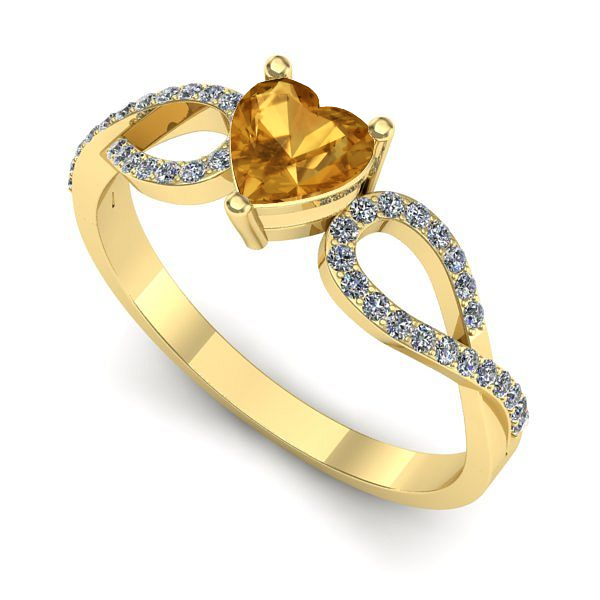 Inel din aur galben cu citrin