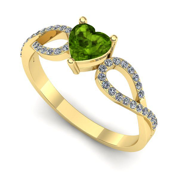 Inel de logodna din aur galben cu peridot