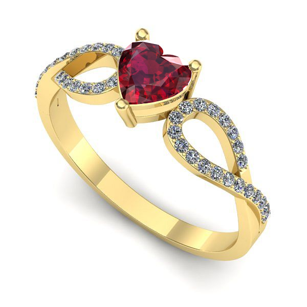 Inel logodna din aur galben cu rubin