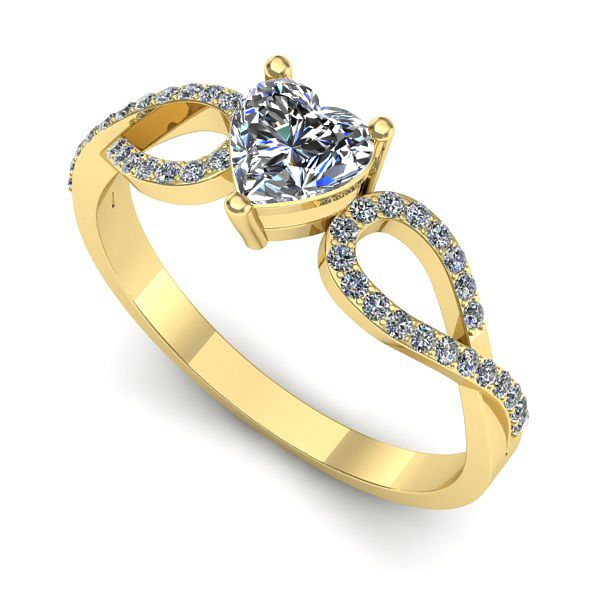 Inel din aur galben cu safir alb