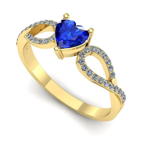 Inel logodna din aur galben cu safir