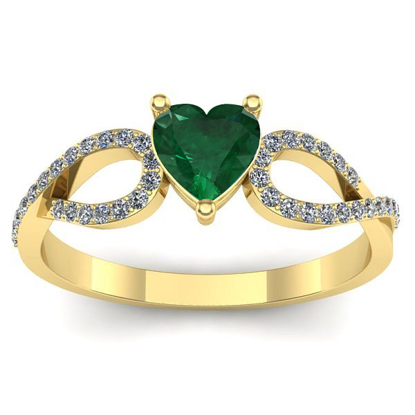 Inel de logodna cu smarald inima