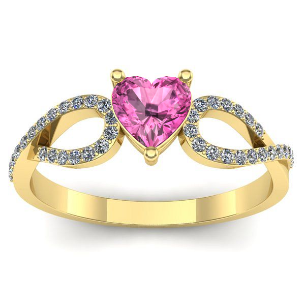 Inel cu safir roz inima