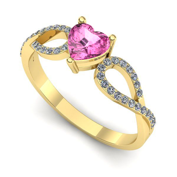 Inel din aur galben cu safir roz