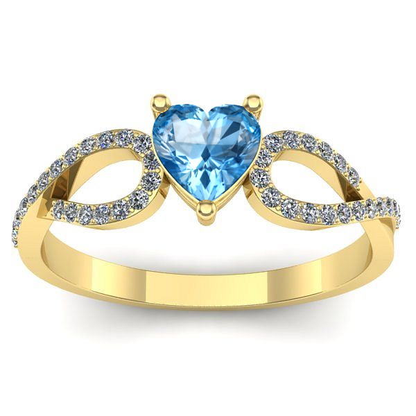 Inel cu topaz blue inima