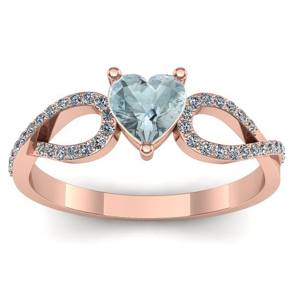 Inel de logodna cu aquamarin inima