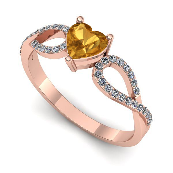 Inel din aur roz cu citrin