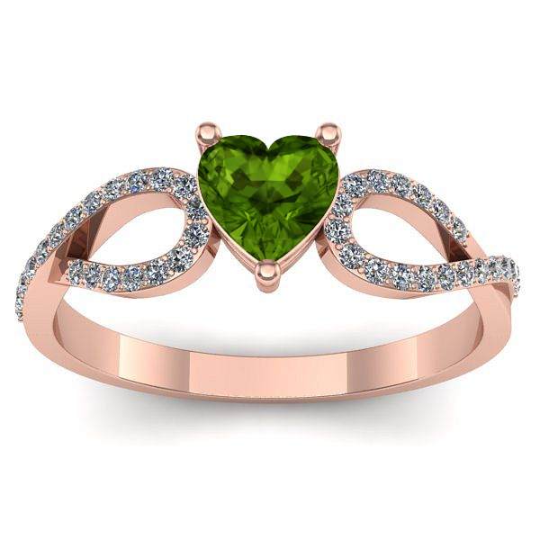 Inel logodna cu peridot inima