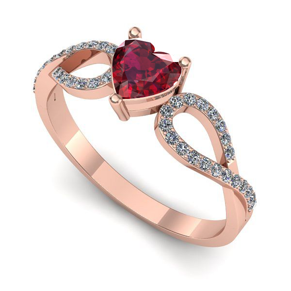 Inel din aur roz cu rubin