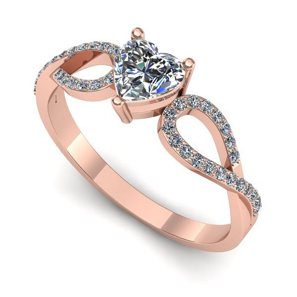 Inel de logodna din aur roz cu safir alb