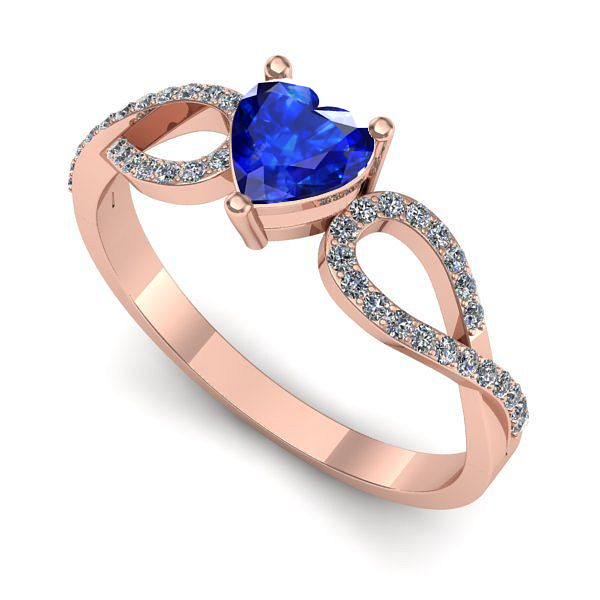 Inel logodna din aur roz cu safir