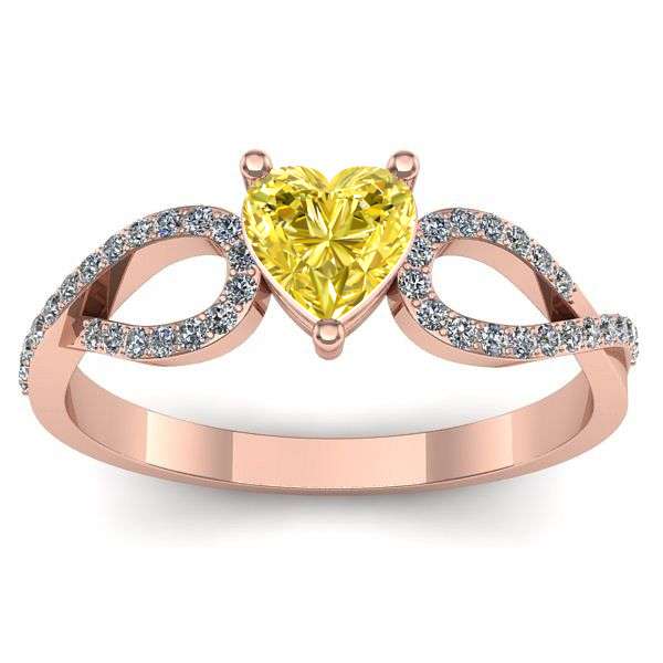 Inel cu safir galben inima