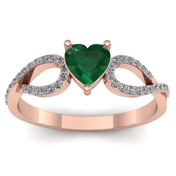 Inel logodna cu smarald inima