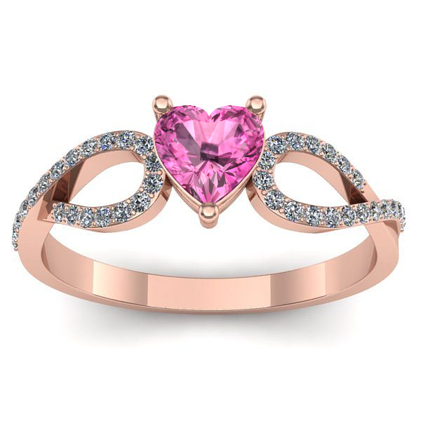 Inel logodna cu safir roz inima