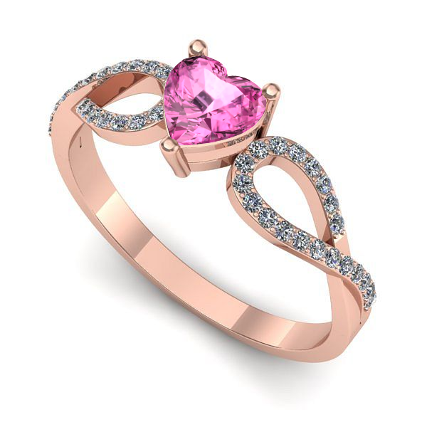 Inel din aur roz cu safir roz