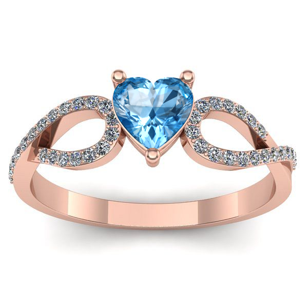 Inel cu topaz blue inima