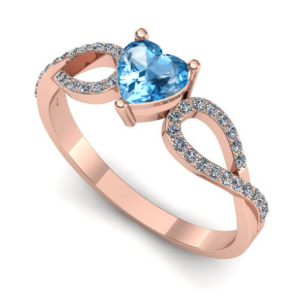 Inel din aur roz cu topaz blue