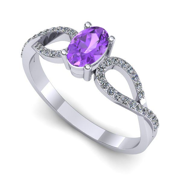 Inel de logodna din aur alb cu ametist