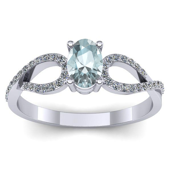 Inel logodna cu aquamarin oval