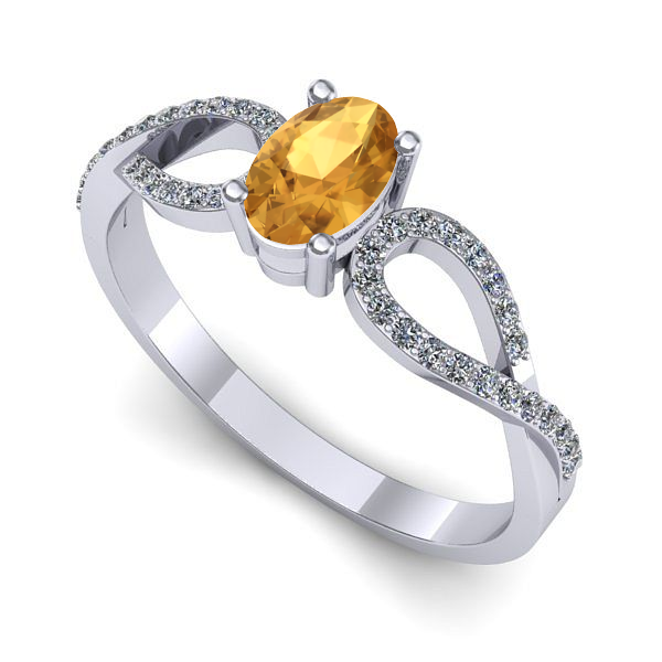 Inel din aur alb cu citrin