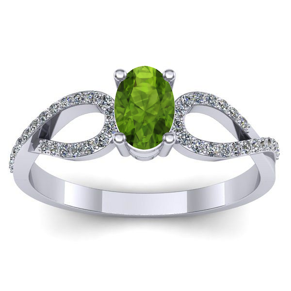 Inel de logodna cu peridot oval