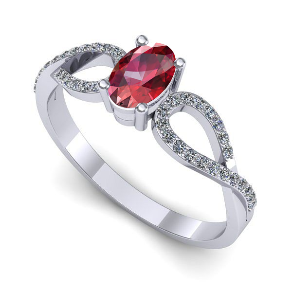 Inel din aur alb cu rubin