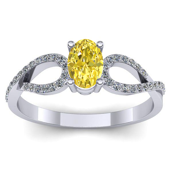 Inel de logodna cu safir galben oval