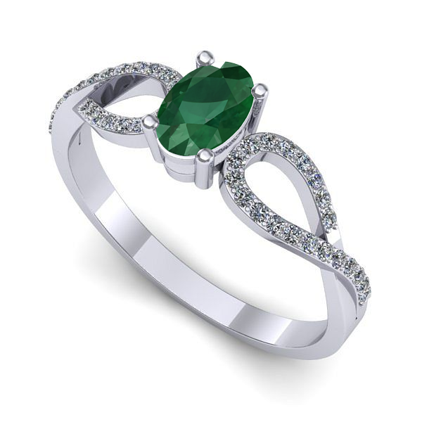 Inel din aur alb cu smarald