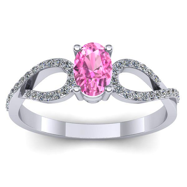Inel cu safir roz oval
