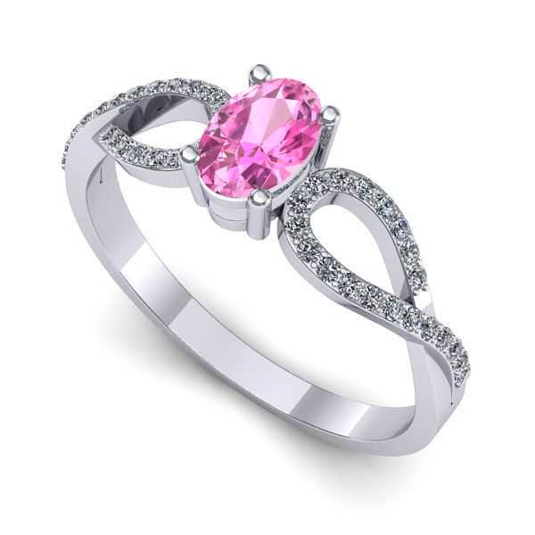 Inel din aur alb cu safir roz