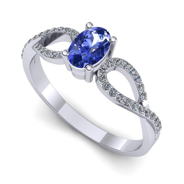 Inel de logodna din aur alb cu tanzanit