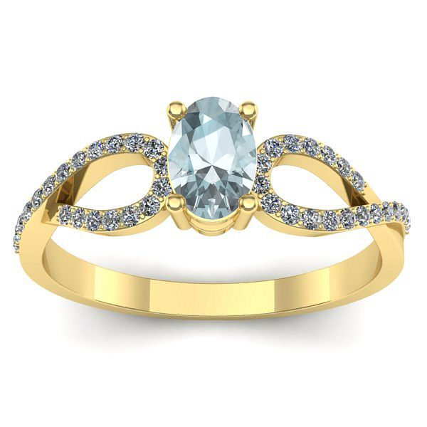 Inel de logodna cu aquamarin oval