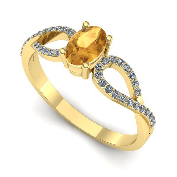 Inel de logodna din aur galben cu citrin