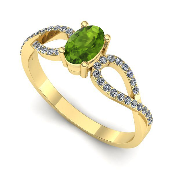 Inel din aur galben cu peridot