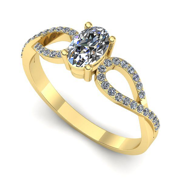 Inel logodna din aur galben cu safir alb