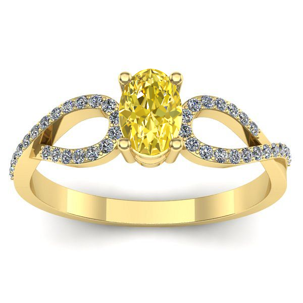 Inel logodna cu safir galben oval