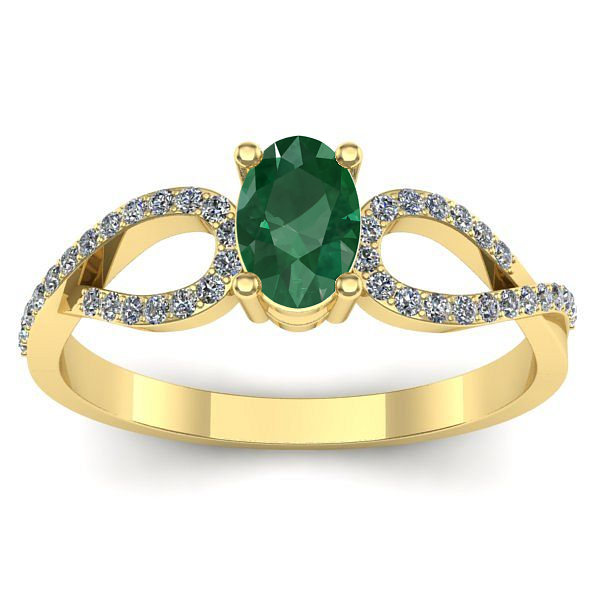 Inel logodna cu smarald oval