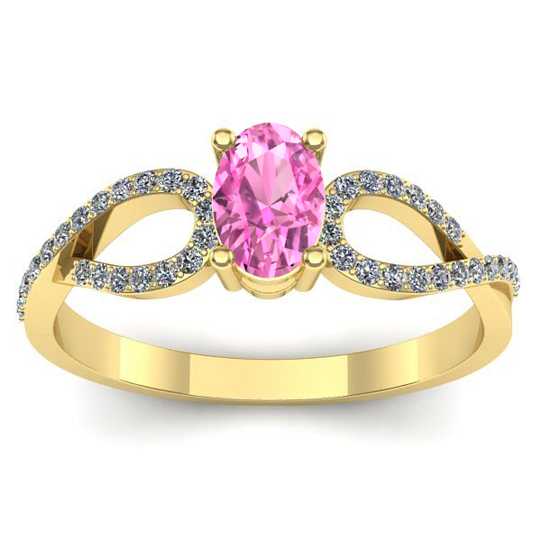 Inel cu safir roz oval