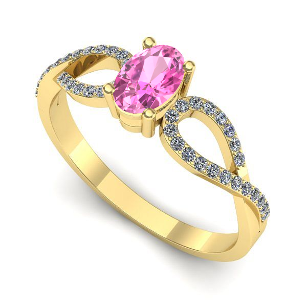 Inel din aur galben cu safir roz