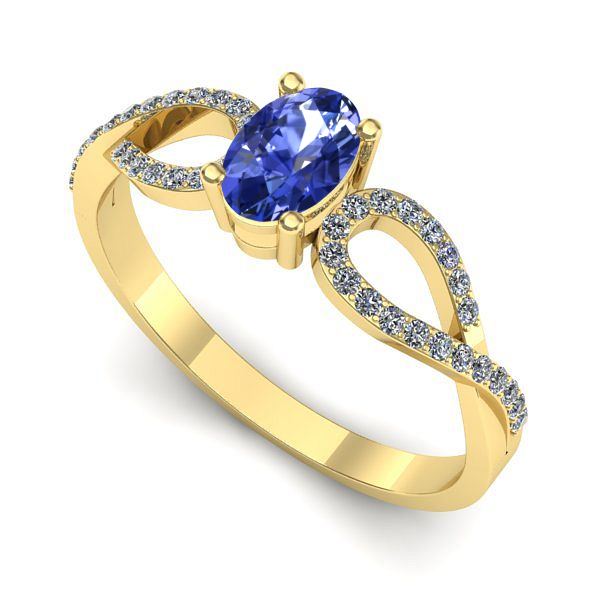 Inel logodna din aur galben cu tanzanit