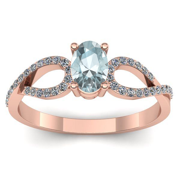 Inel de logodna cu aquamarin oval