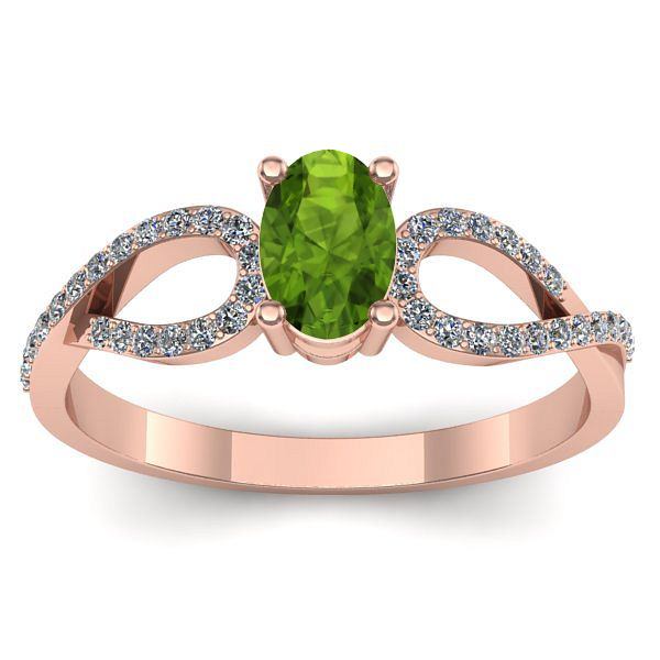 Inel de logodna cu peridot oval