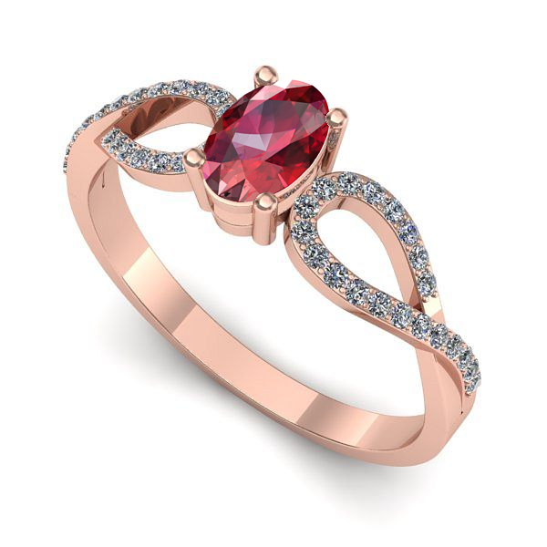 Inel din aur roz cu rubin