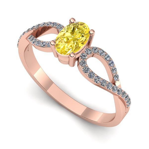 Inel din aur roz cu safir galben