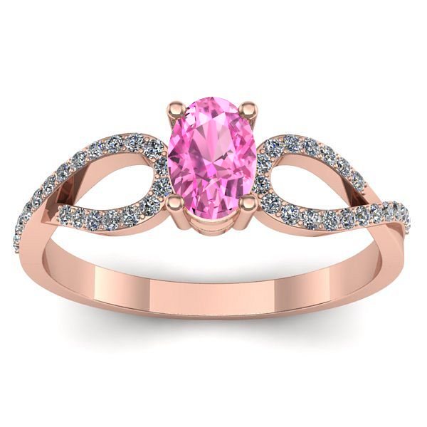 Inel cu safir roz oval