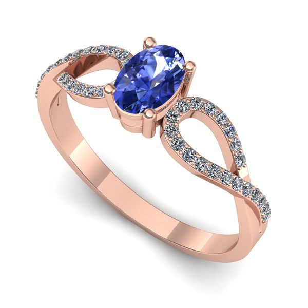 Inel logodna din aur roz cu tanzanit