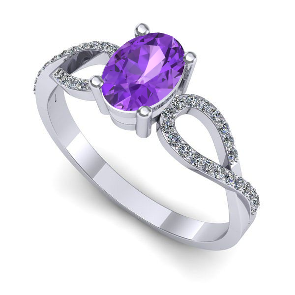 Inel logodna din aur alb cu ametist