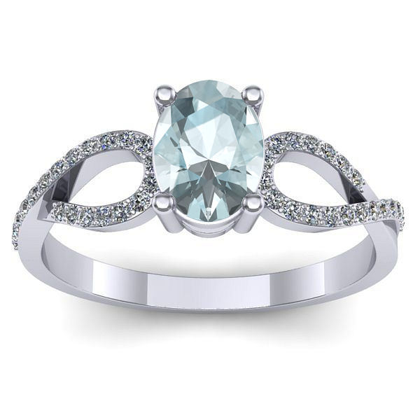 Inel logodna cu aquamarin oval