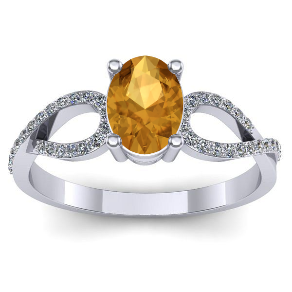 Inel logodna cu citrin oval